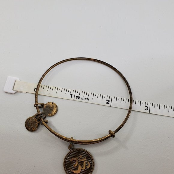 Alex and Ani Bangle Bracelet Charm Gold Tone Om Ch - Picture 9 of 9